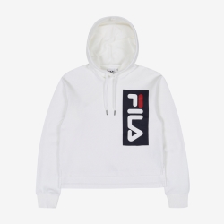 Fila Big Logo Crop - Naisten Hoodie - Valkoinen | FI-43203